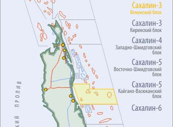 Месторождения сахалин карта